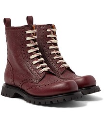 GUCCI | Gucci New Arley Pebble-Grain Leather Brogue Boots (ブーツ)