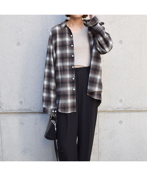 no brand（ノーブランド）の「チェックルーズシャツ（シャツ/ブラウス・レディース・その他）」の4枚目の写真