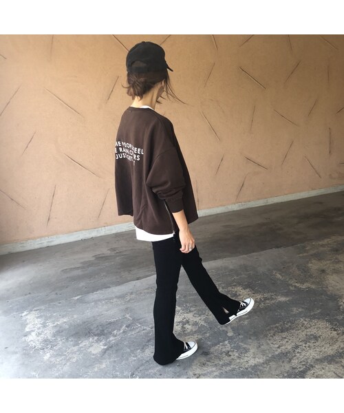 copine（コピン）の「【9月26日19時～再入荷】サイドジッパーデザイン！バックプリント裏起毛トレーナー(3color)【クリックポスト対象商品】（スウェット・レディース・その他）」の5枚目の写真