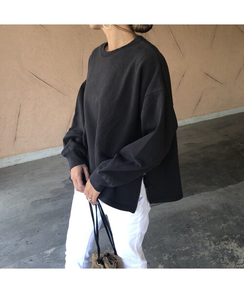 copine（コピン）の「【9月26日19時～再入荷】サイドジッパーデザイン！バックプリント裏起毛トレーナー(3color)【クリックポスト対象商品】（スウェット・レディース・その他）」の11枚目の写真