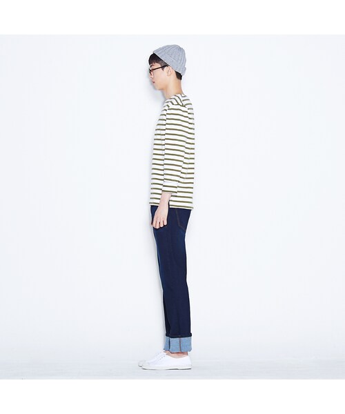 8seconds（エイトセカンズ）の「스트라이프 베이직 티셔츠（トップス・メンズ・녹색・S/M/L/XL）」の4枚目の写真