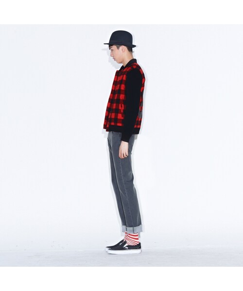 8seconds（エイトセカンズ）の「HIPSTER 깅엄체크 자켓（ジャケット/アウター・メンズ・빨간색・S/M/L）」の4枚目の写真