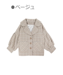 Bobon21 | 千鳥柄ランタン袖BIGジャケット-全２色-(ピーコート)