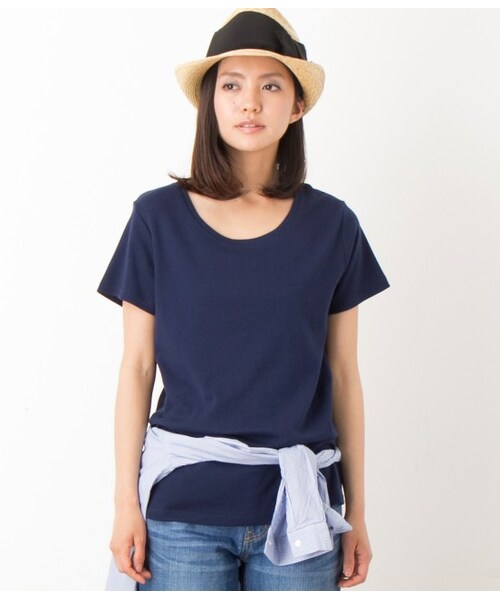 LE JUN（ルジュン）の「オーガビッツUネックTシャツ（トップス・レディース・グレー/ホワイト/ネイビー/オレンジ・S/M）」の3枚目の写真