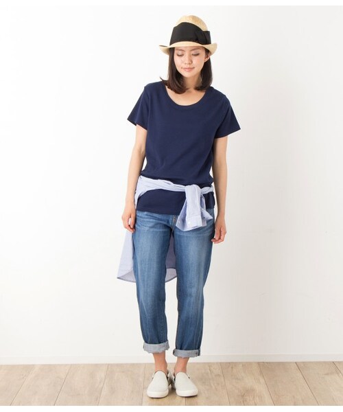 LE JUN（ルジュン）の「オーガビッツUネックTシャツ（トップス・レディース・グレー/ホワイト/ネイビー/オレンジ・S/M）」の12枚目の写真