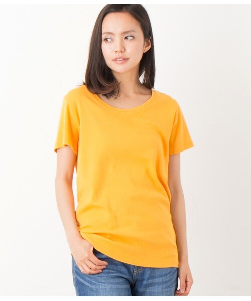 LE JUN（ルジュン）の「オーガビッツUネックTシャツ（トップス・レディース・グレー/ホワイト/ネイビー/オレンジ・S/M）」の4枚目の写真