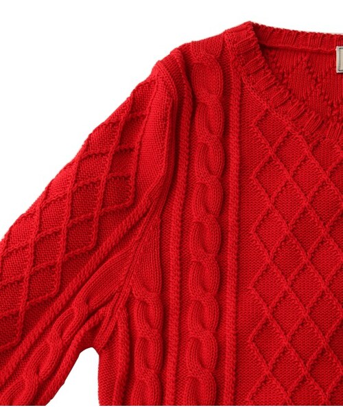 Maison Kitsune（メゾンキツネ）の「ケーブル ニットプルオーバー PULL COL ROND（トップス・レディース・グレー/ホワイト系/レッド/オレンジ・S）」の8枚目の写真