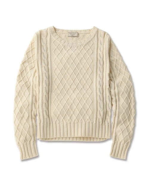 Maison Kitsune（メゾンキツネ）の「ケーブル ニットプルオーバー PULL COL ROND（トップス・レディース・グレー/ホワイト系/レッド/オレンジ・S）」の2枚目の写真