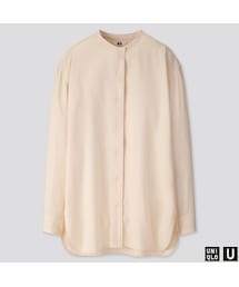 UNIQLO | ドレープツイルスタンドカラーシャツ（長袖）(シャツ/ブラウス)