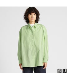 UNIQLO | コットンオーバーサイズストライプシャツ（長袖）(シャツ/ブラウス)