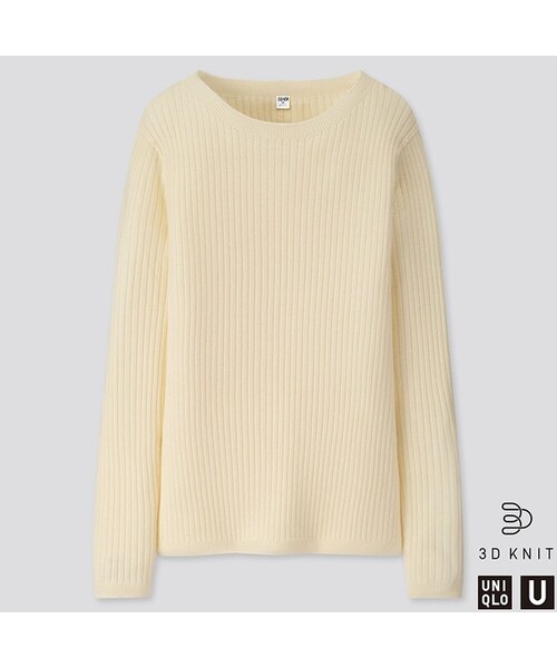 c2963】⭐️UNIQLO ニットセーターリブ編み アイボリー 長袖 c2963】⭐️UNIQLO ニットセーターリブ編み アイボリー 長袖