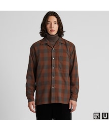 UNIQLO | ワイドフィットフランネルチェックシャツ（長袖）(シャツ/ブラウス)