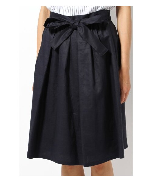 Spick & Span（スピックアンドスパン）の「リボンツキ ギャザーSK（ひざ丈スカート・レディース・ホワイト/ネイビー・34/36/38/40）」の6枚目の写真