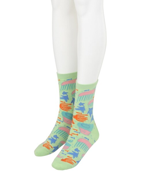 Ne-net（ネネット）の「ネ・ネット / うみのなかジャガードソックス / ソックス（レッグウェア・レディース・off white(02)/light green(08)/navy(13)・02）」の5枚目の写真