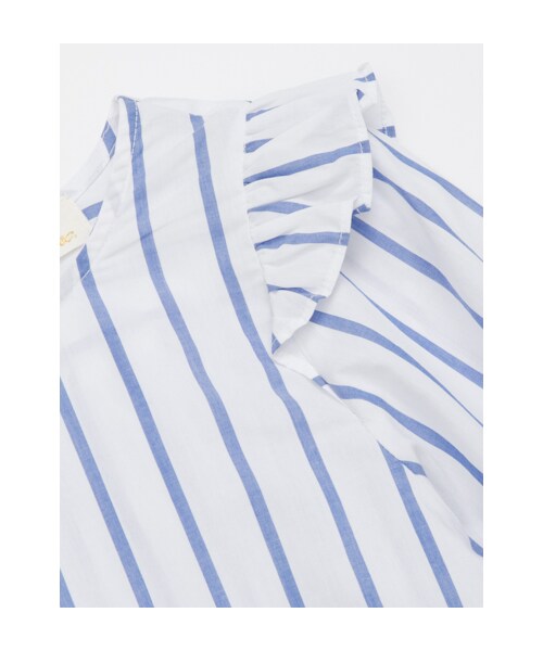 w closet(ダブルクローゼット)の「ストライプ袖フリルプルオーバー(トップス・レディース・オフホワイトベース/ネイビーブルーベース・FREE)」の7枚目の写真