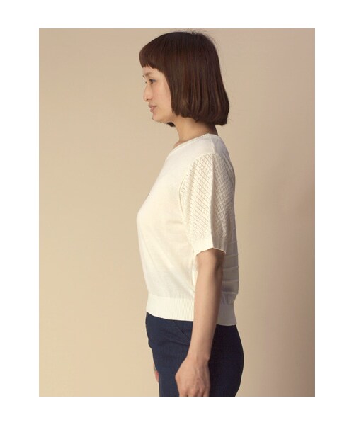 w closet（ダブルクローゼット）の「14G アイス柄ニットプルオーバー（トップス・レディース・オフホワイト/ネイビー・FREE）」の4枚目の写真