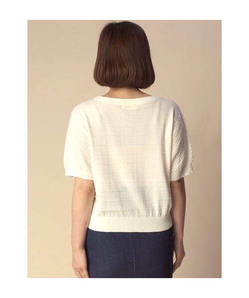 w closet（ダブルクローゼット）の「14G アイス柄ニットプルオーバー（トップス・レディース・オフホワイト/ネイビー・FREE）」の5枚目の写真