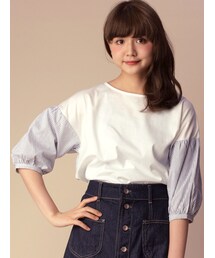 w closet | 袖ストライプ切替プルオーバー(トップス)