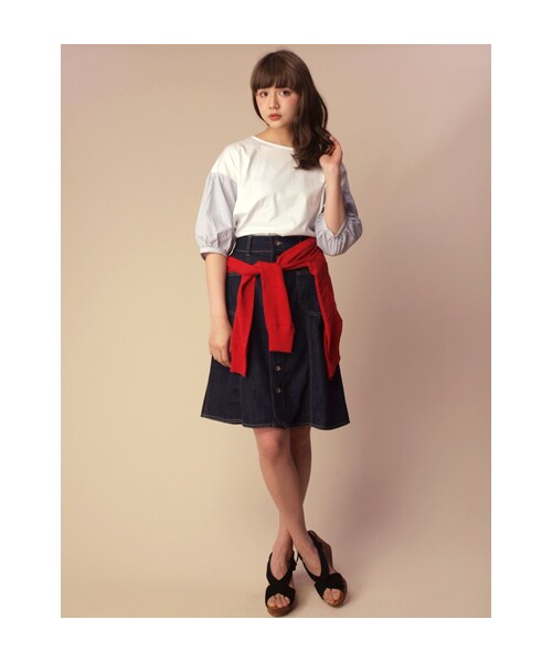 w closet（ダブルクローゼット）の「袖ストライプ切替プルオーバー（トップス・レディース・オフホワイト×ネイビーストライプ/ネイビー×ブルーストライプ・FREE）」の11枚目の写真