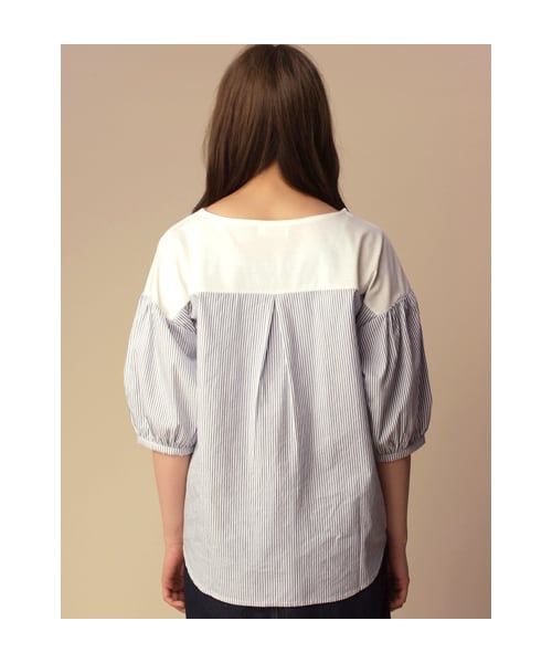 w closet（ダブルクローゼット）の「袖ストライプ切替プルオーバー（トップス・レディース・オフホワイト×ネイビーストライプ/ネイビー×ブルーストライプ・FREE）」の5枚目の写真