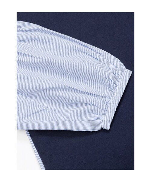 w closet（ダブルクローゼット）の「袖ストライプ切替プルオーバー（トップス・レディース・オフホワイト×ネイビーストライプ/ネイビー×ブルーストライプ・FREE）」の7枚目の写真