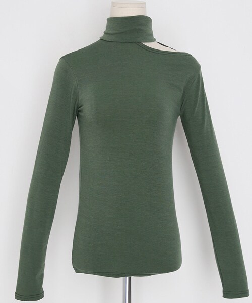 DHOLIC（ディーホリック）の「カットタートルネックTシャツ（Tシャツ/カットソー・レディース・ホワイト/ブラック/グリーン/レッド・FREE）」の3枚目の写真