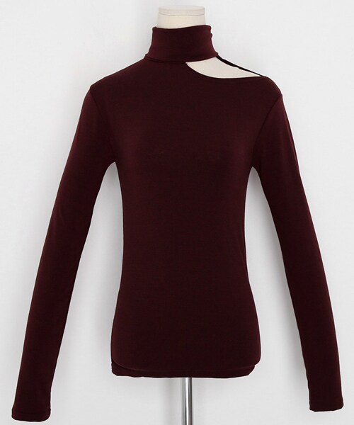 DHOLIC（ディーホリック）の「カットタートルネックTシャツ（Tシャツ/カットソー・レディース・ホワイト/ブラック/グリーン/レッド・FREE）」の4枚目の写真