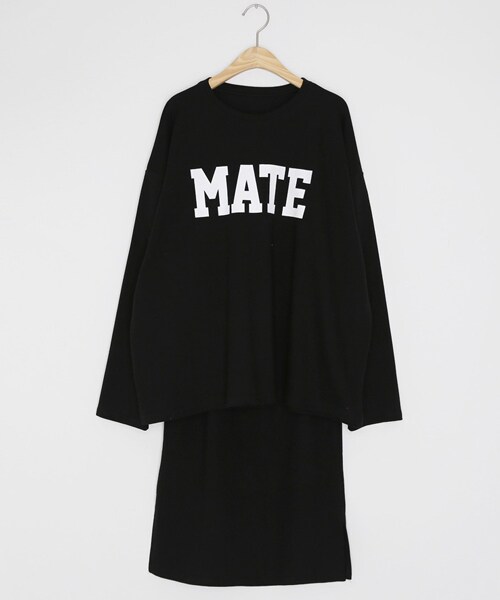 DHOLIC（ディーホリック）の「MATEロゴTシャツ&スカートSET（Tシャツ/カットソー・レディース・ブラウン/ブラック/グリーン・FREE）」の2枚目の写真