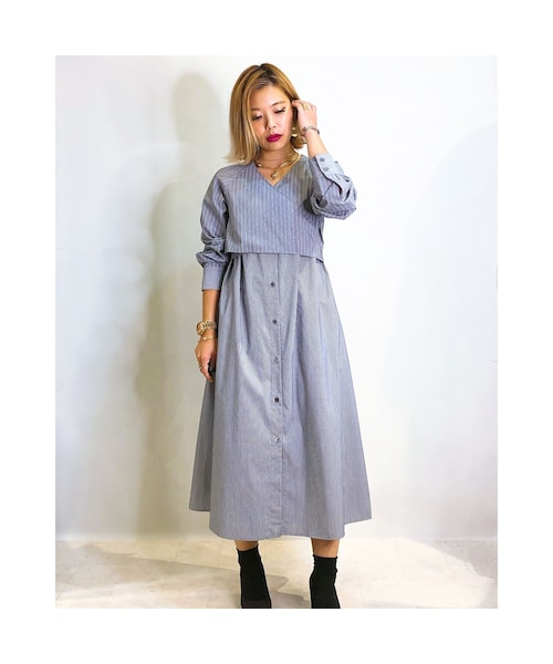 No Brand ノーブランド の 2wayピンストライプワンピース Tシャツ カットソー Wear