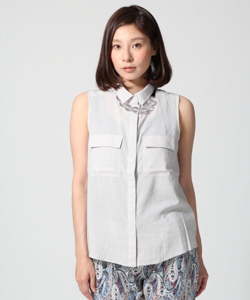 LEPSIM（レプシィム）の「レーヨン／コットンムジガラノースリーブシャツ（トップス・レディース・オフ/ブラック/フラワー/ライトグレー・Ｍ/Ｌ）」の3枚目の写真