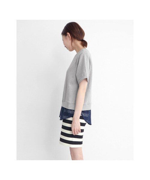 KBF（ケイビーエフ）の「レースドッキングスウェット（トップス・レディース・WHITE/NAVY・one）」の5枚目の写真