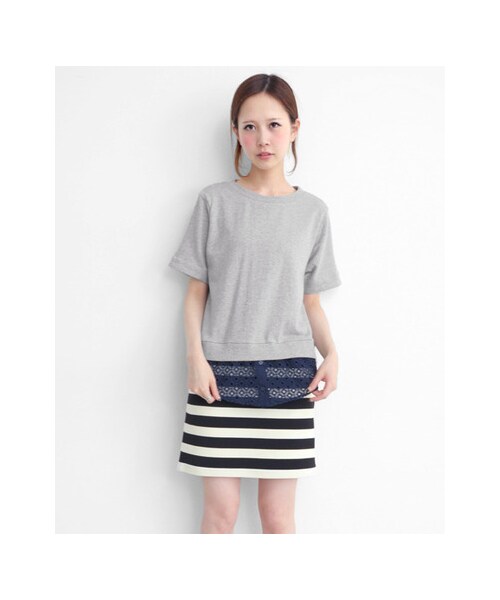 KBF（ケイビーエフ）の「レースドッキングスウェット（トップス・レディース・WHITE/NAVY・one）」の4枚目の写真