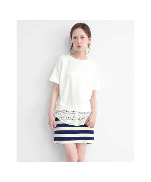 KBF(ケイビーエフ)の「太ボーダータイトスカート(スカート・レディース・OFF×NVY/OFF×BLK/KHK×NVY・one)」の5枚目の写真