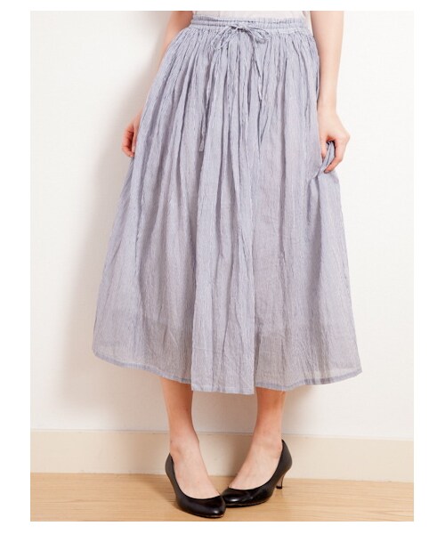 Green Parks fuuwa（グリーンパークスフーワ）の「・ソフトクリンクルロングスカート（スカート・レディース・オフホワイト/ブラック/ピンク/ネイビー・F）」の3枚目の写真