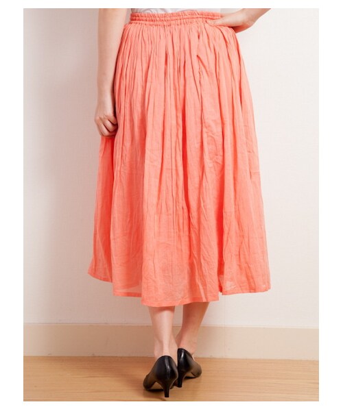 Green Parks fuuwa（グリーンパークスフーワ）の「・ソフトクリンクルロングスカート（スカート・レディース・オフホワイト/ブラック/ピンク/ネイビー・F）」の7枚目の写真