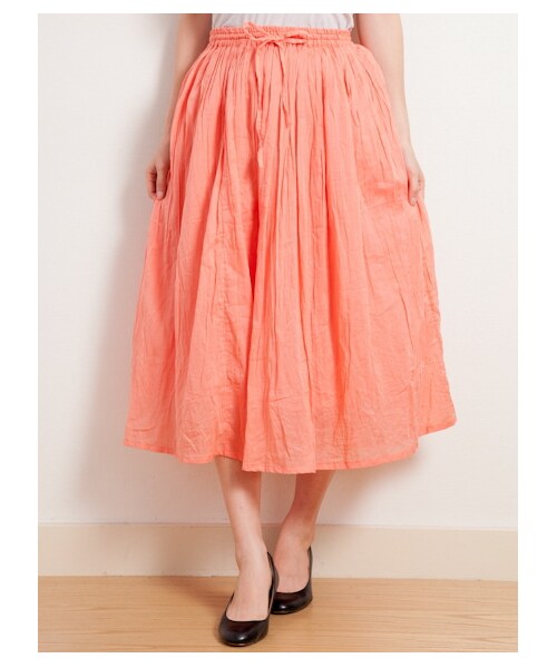 Green Parks fuuwa（グリーンパークスフーワ）の「・ソフトクリンクルロングスカート（スカート・レディース・オフホワイト/ブラック/ピンク/ネイビー・F）」の5枚目の写真