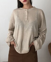DHOLIC STYLE | [rocosix] 4ボタンラウンドネックTシャツ(Tシャツ/カットソー)