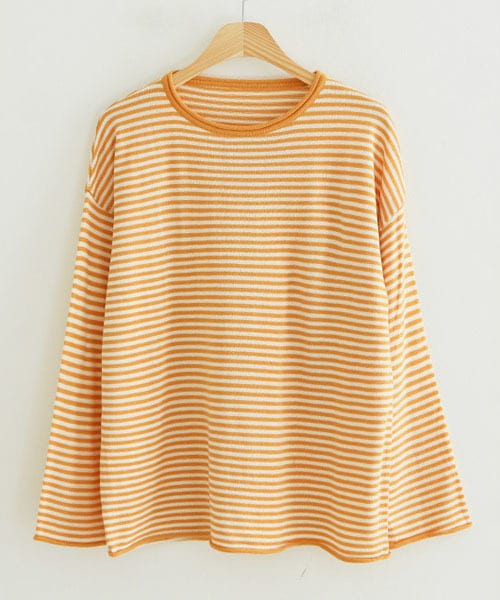 DHOLIC STYLE（ディーホリックスタイル）の「[justone] ボーダー柄アクリルニット（ニット/セーター・レディース・ブラウン/ブルー/イエロー/ベージュ/グリーン/その他・FREE）」の5枚目の写真