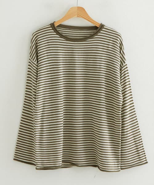 DHOLIC STYLE（ディーホリックスタイル）の「[justone] ボーダー柄アクリルニット（ニット/セーター・レディース・ブラウン/ブルー/イエロー/ベージュ/グリーン/その他・FREE）」の3枚目の写真