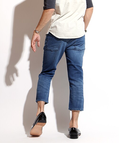 FREAK'S STORE（フリークスストア）の「ニットデニムスキニークロップドパンツ（パンツ・メンズ・ブルー/ネイビー・M/L）」の4枚目の写真