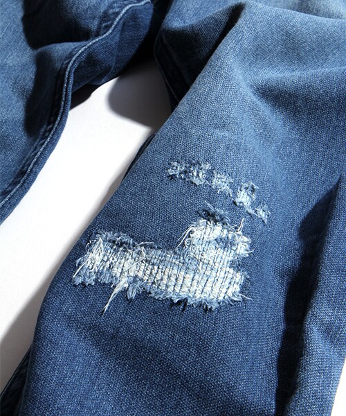 FREAK'S STORE（フリークスストア）の「ニットデニムスキニークロップドパンツ（パンツ・メンズ・ブルー/ネイビー・M/L）」の13枚目の写真