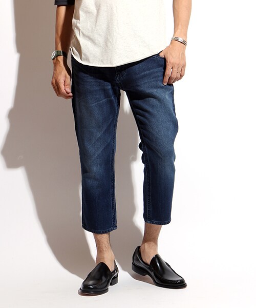 FREAK'S STORE（フリークスストア）の「ニットデニムスキニークロップドパンツ（パンツ・メンズ・ブルー/ネイビー・M/L）」の2枚目の写真