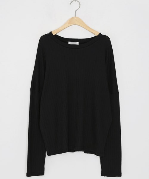 DHOLIC（ディーホリック）の「ドロップショルダーリブTシャツ（Tシャツ/カットソー・レディース・ホワイト/ブラウン/ベージュ/ブラック・FREE）」の2枚目の写真