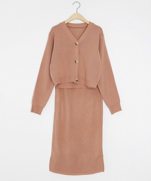 DHOLIC（ディーホリック）の「ニットカーディガン&スカートSET（カーディガン/ボレロ・レディース・ベージュ/ピンク/ブラック・FREE）」の3枚目の写真