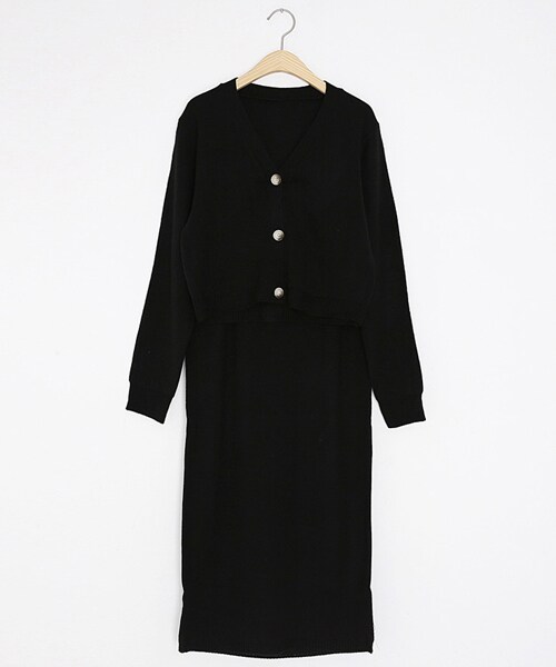 DHOLIC（ディーホリック）の「ニットカーディガン&スカートSET（カーディガン/ボレロ・レディース・ベージュ/ピンク/ブラック・FREE）」の2枚目の写真