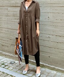 DHOLIC | タックシャツワンピース(シャツワンピース)