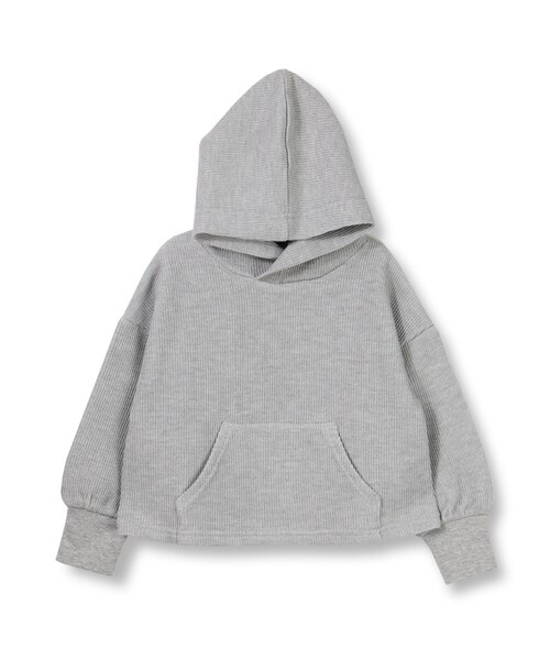 BRANSHES（ブランシェス）の「ショート丈プルオーバー（パーカー・キッズ・アイボリー/杢グレー・90cm～150cm）」の2枚目の写真