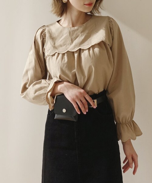 DHOLIC（ディーホリック）の「スカラップ刺繍ブラウス（シャツ/ブラウス・レディース・ホワイト/ベージュ/ブラック・FREE）」の3枚目の写真