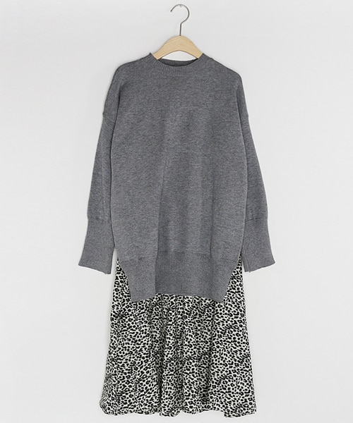 DHOLIC(ディーホリック)の「ニット&レオパードスカートSET(ニット/セーター・レディース・ベージュ/グレー/ブラック・FREE)」の3枚目の写真