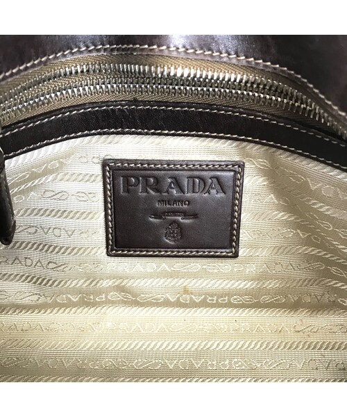 2WAYキャンバス レザー ベージュ ブラック 黒 ゴールド金具 1BA355 STORES.jp（ストアーズドットジェーピー）の「PRADA プラダ 2way